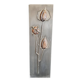 Bas-relief in repoussé tin