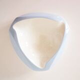 Large white and sky blue ceramic catchall from the 1950s.
