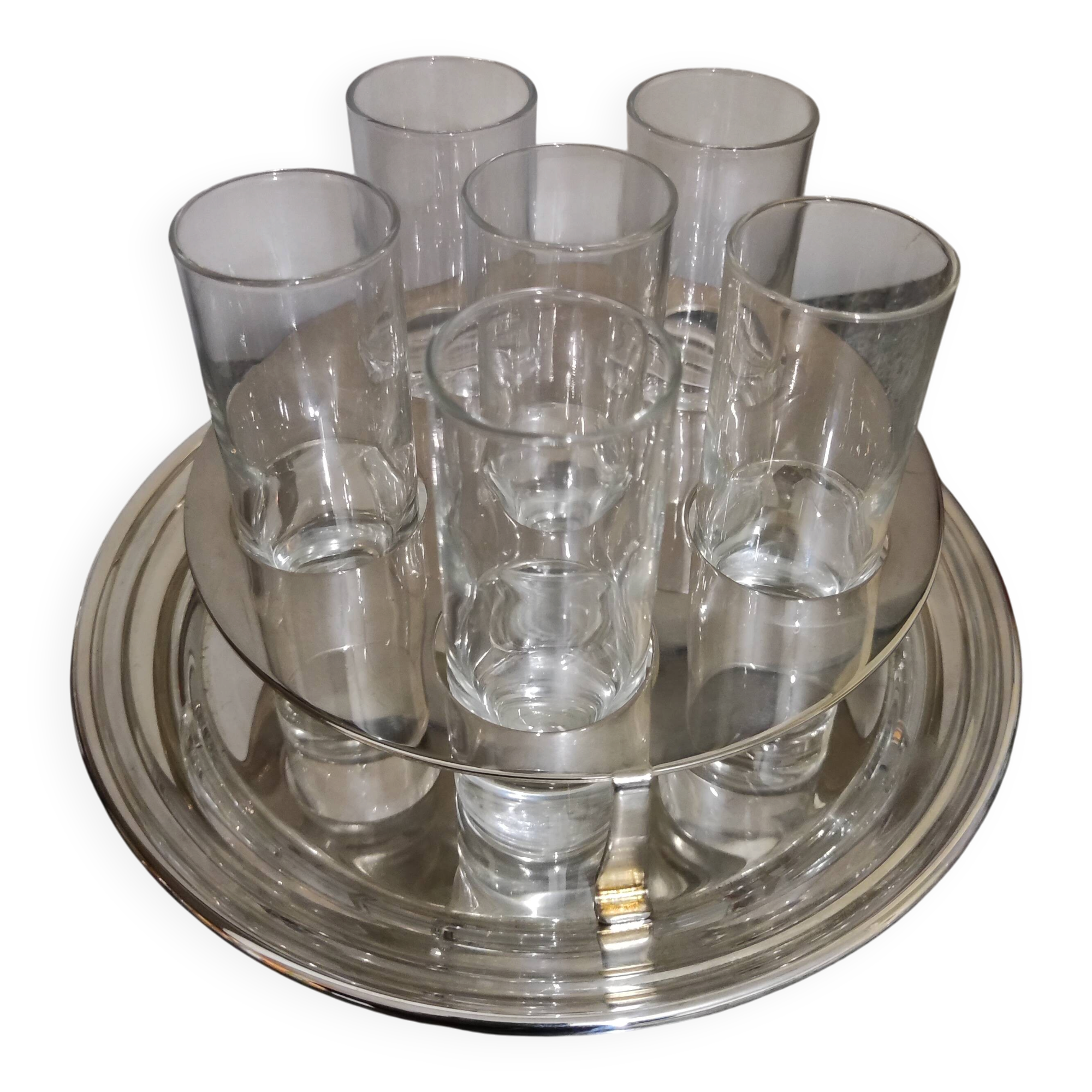 Vodka service with its metal stand