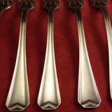 Service of 12 table forks in silver metal Christofle chevron model
