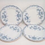 Lot n°6 of 4 flat plates in Earthenware of St Amand and Hamage model Regency, iron earth.