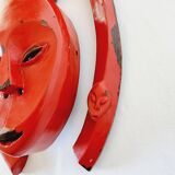 African Mask from Mali lacquered in red Exceptional piece