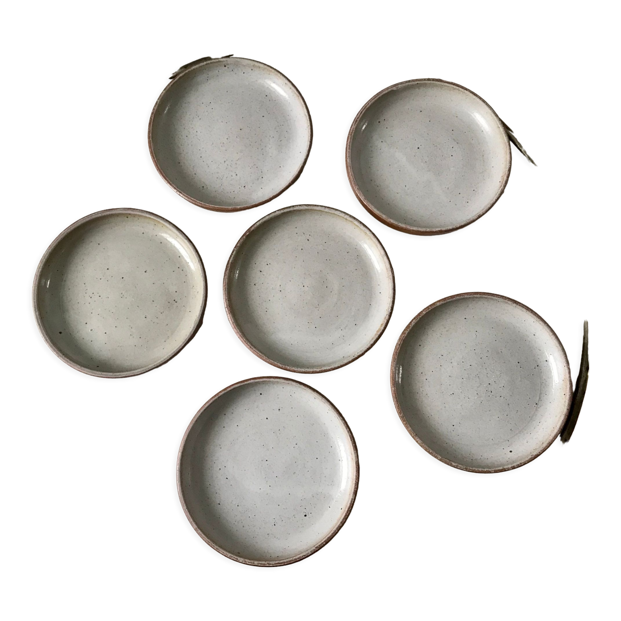 Set of 6 dessert plates in glazed stoneware 60s-70s