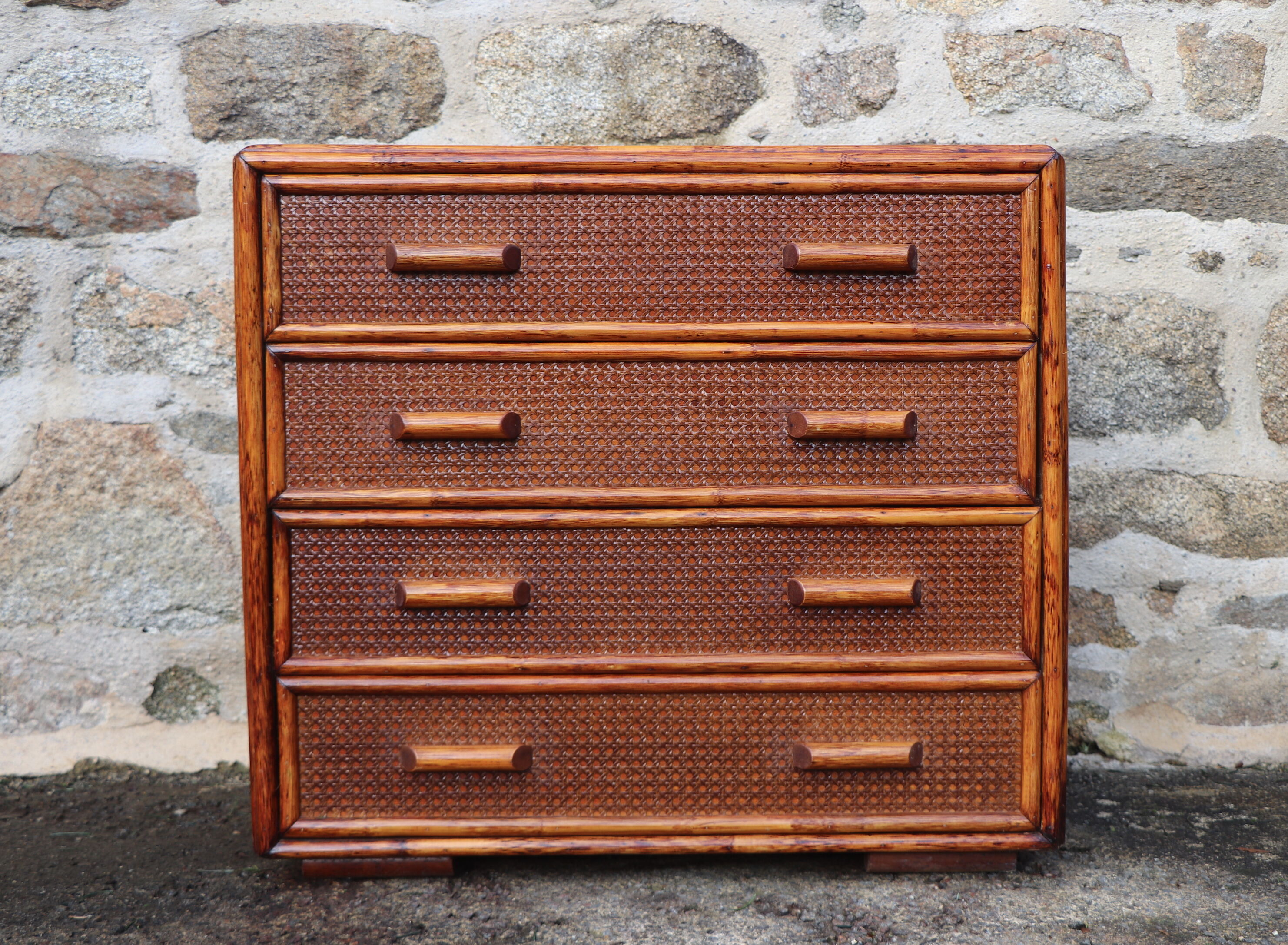 Commodity 4 drawers canning and bamboo - vintage