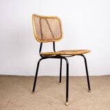 Vintage rattan and metal chair by Dirk Van Sliedrecht for Rohé Noordwolde 1950.
