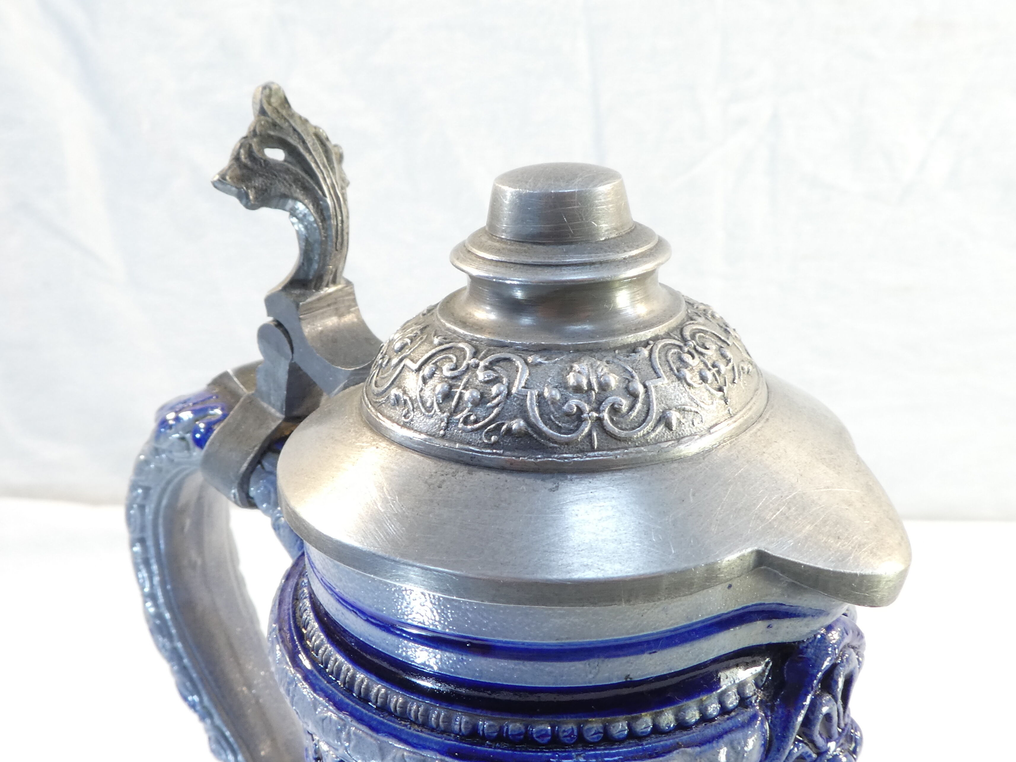 Large pitcher with gres Blue Ceramic ALLEMENAND WESTERWALD Meal scene