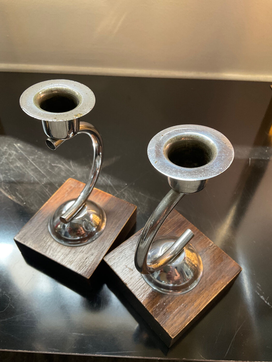 Pair of Art Deco candle holders