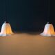 Pair of antique porcelain pendant lamps