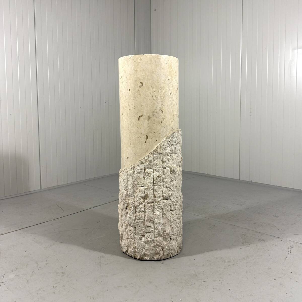 Travertine mactan stone columns & vase 1980’s