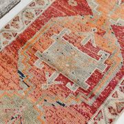 Red & Orange Geometric Pattern Vintage Runner Rug, 102x332Cm