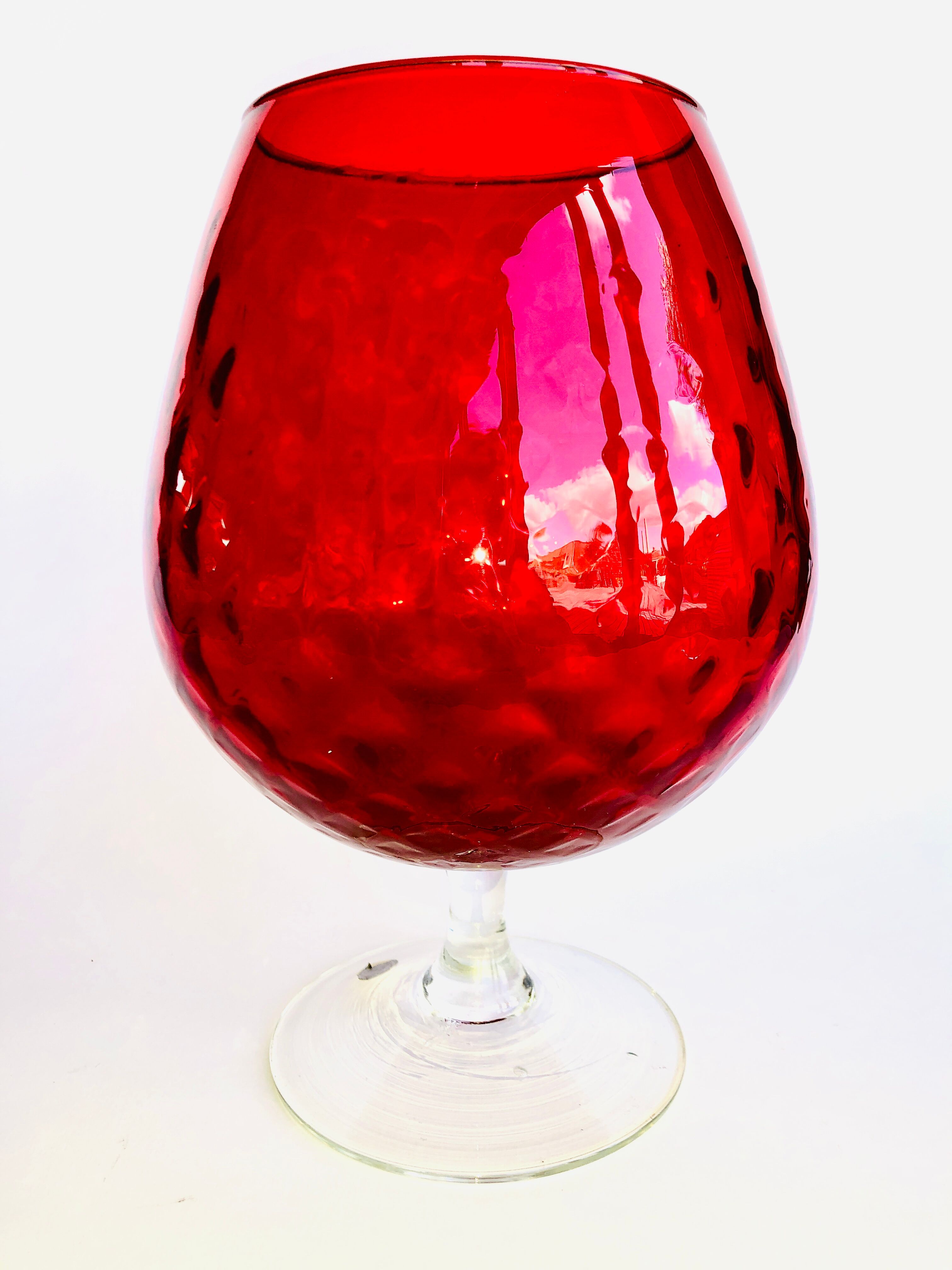 Red textured glass vase from the 60s-70s, Italy, Empoli
