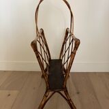 Vintage cannage and wicker newspaper holder