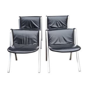 4 chaises chrome et cuir