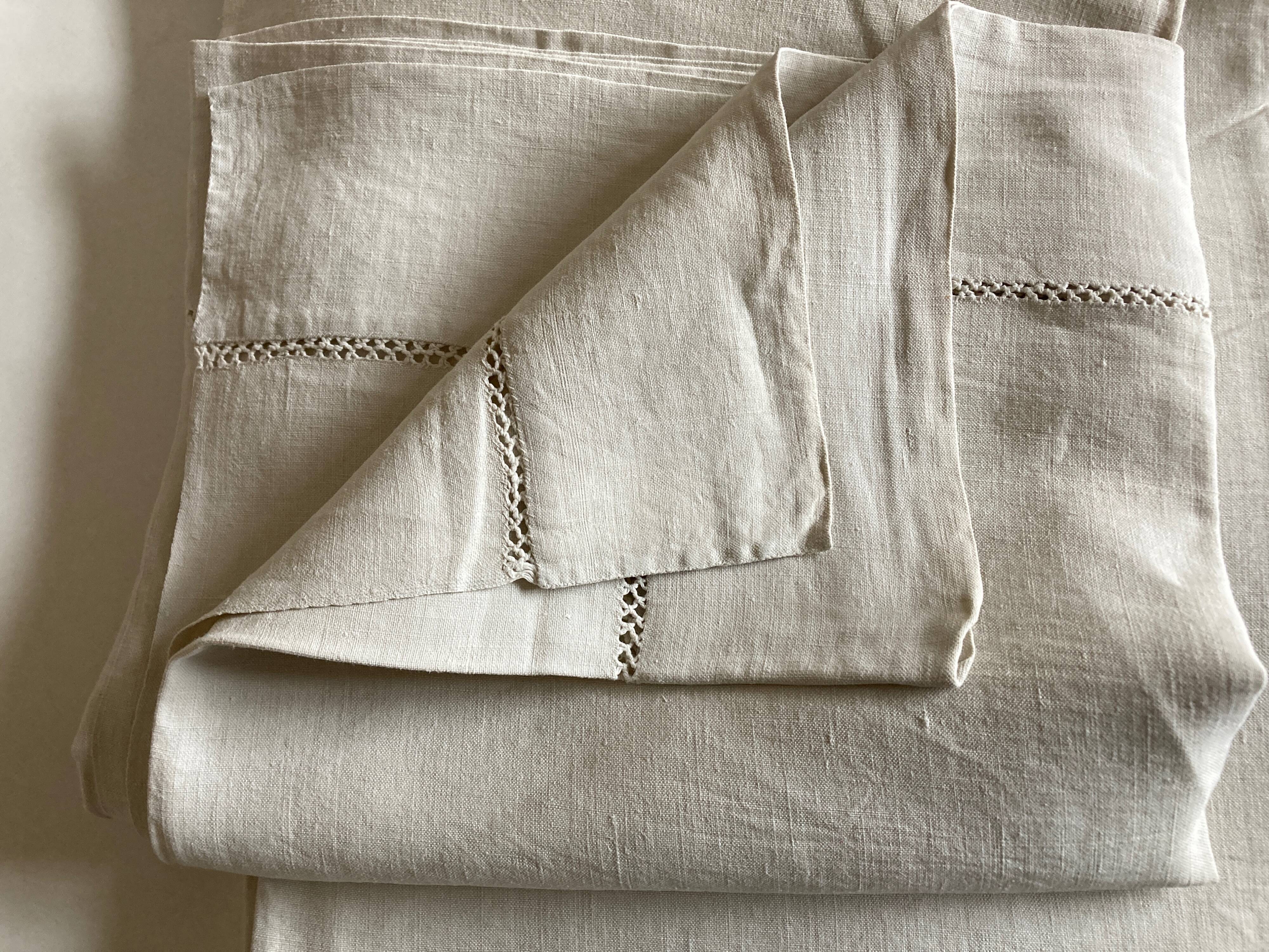 Country sheet linen canvas 19th without monogram L240cm