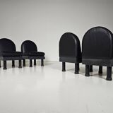 Black leather loungers , 1980.