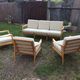 Vintage Scandinavian bench and armchairs of 4 pieces, 1 bench and 3 armchairs.