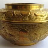 Large brass pot cover 29cm x 21cm vintage