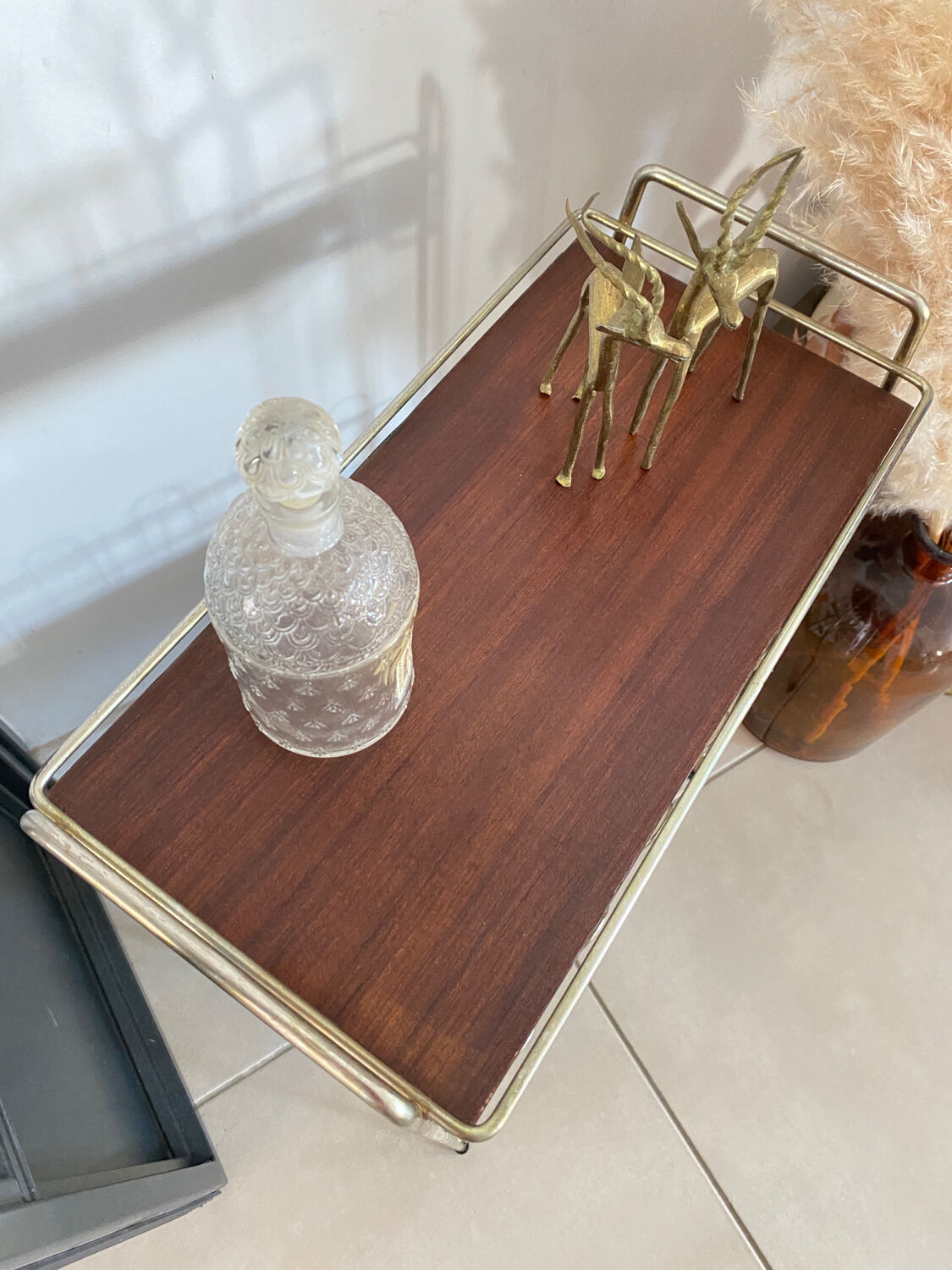 Vintage brass magazine table