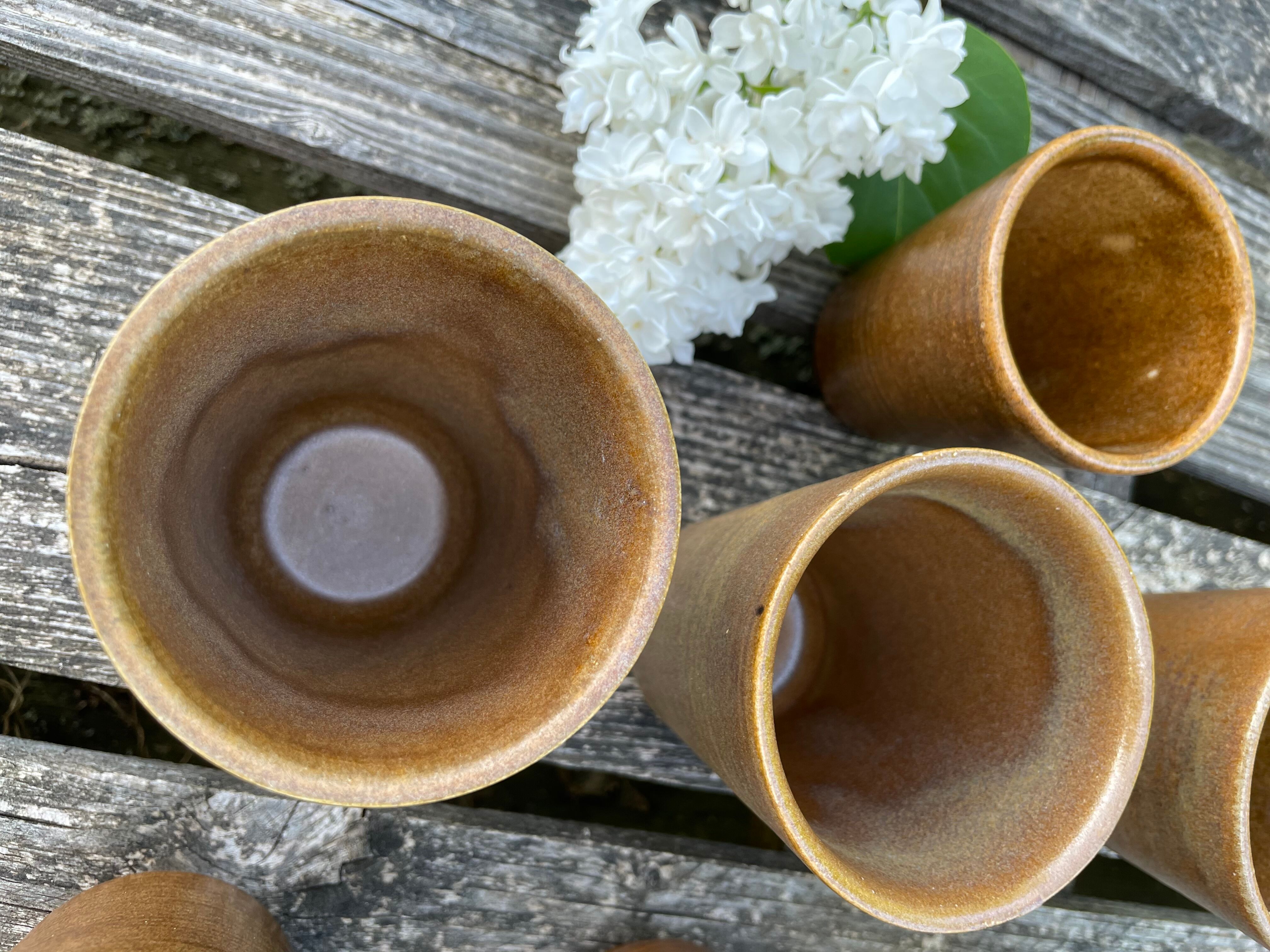 Set of 9 sandstone glasses from the Digoin manufacture