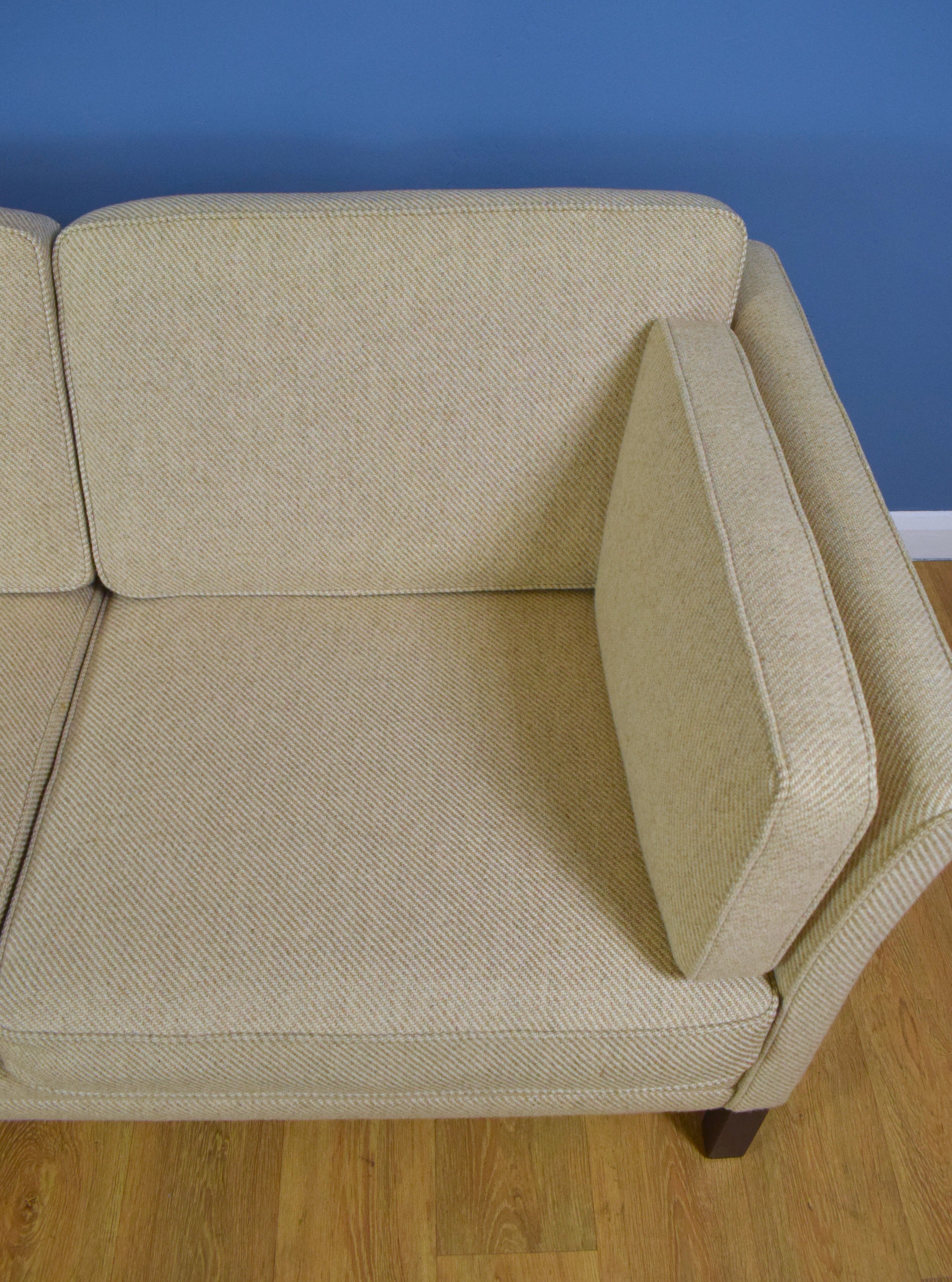 Mid century retro danish stouby style wool 3 seat sofa settee 1980s
