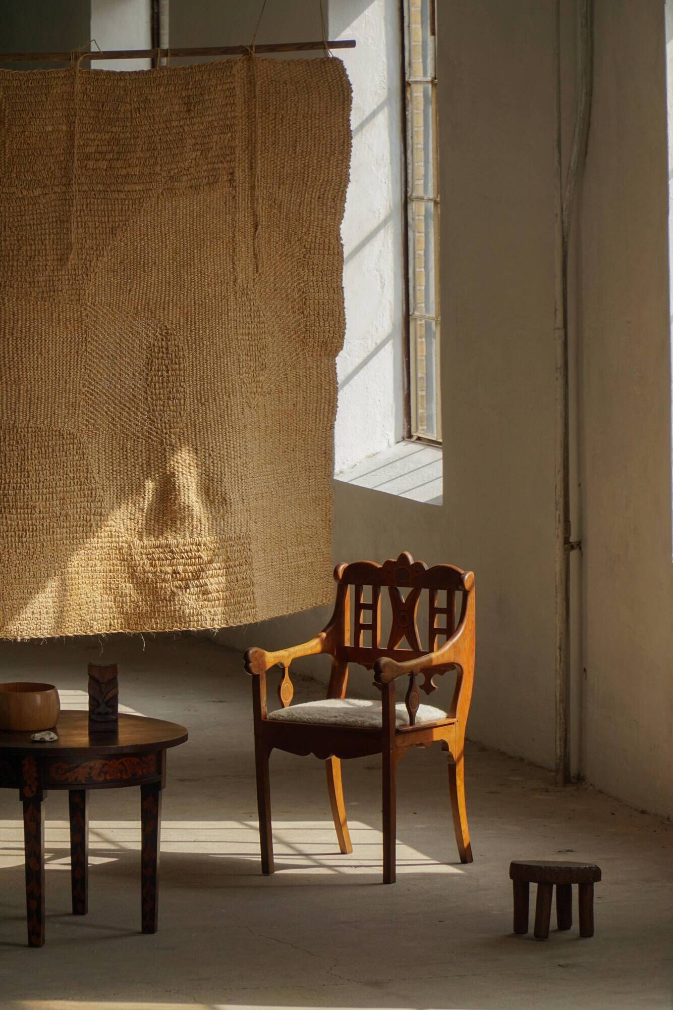Danish popular art armchair in oak with a lambswool seat, early 20th century, 1930s.