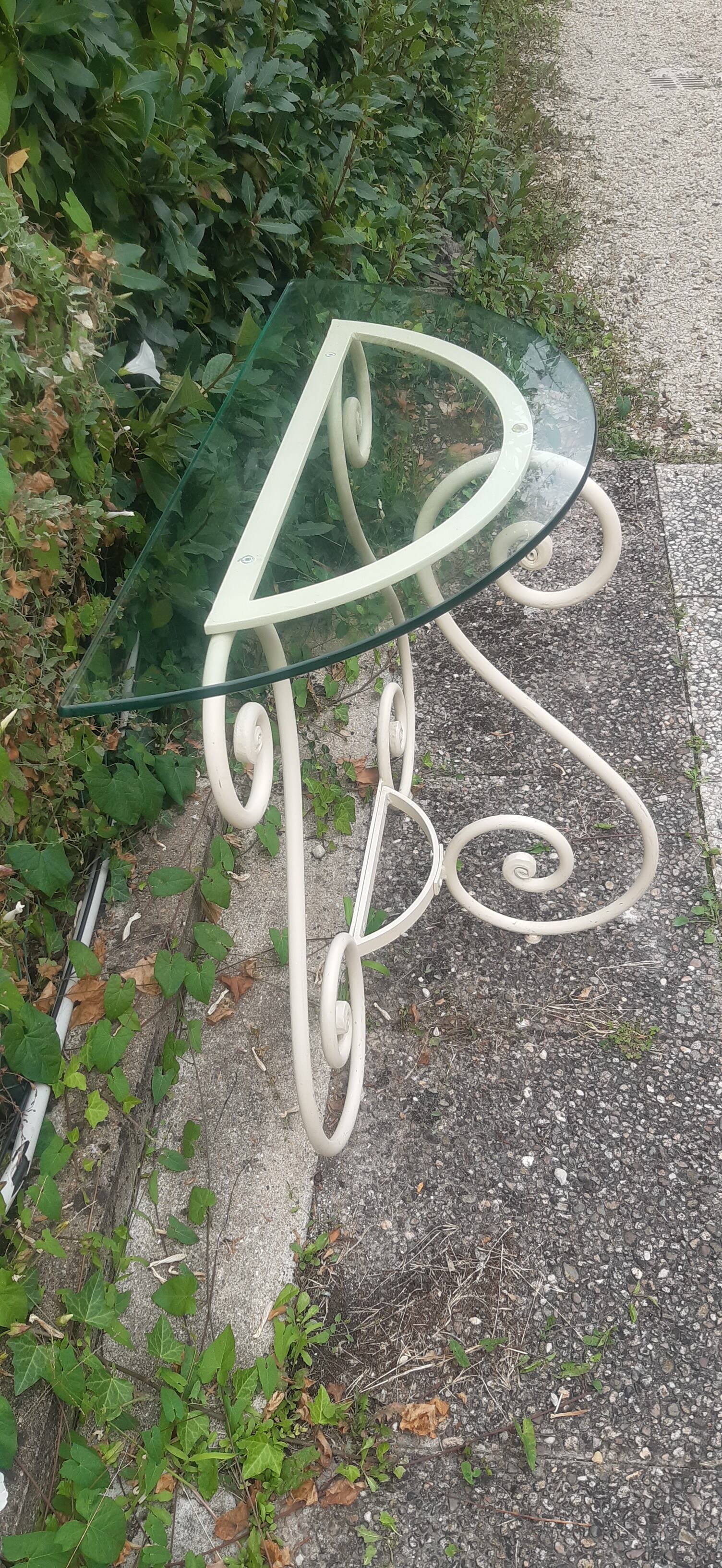 Wrought iron half-moon console