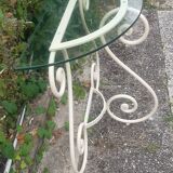 Wrought iron half-moon console