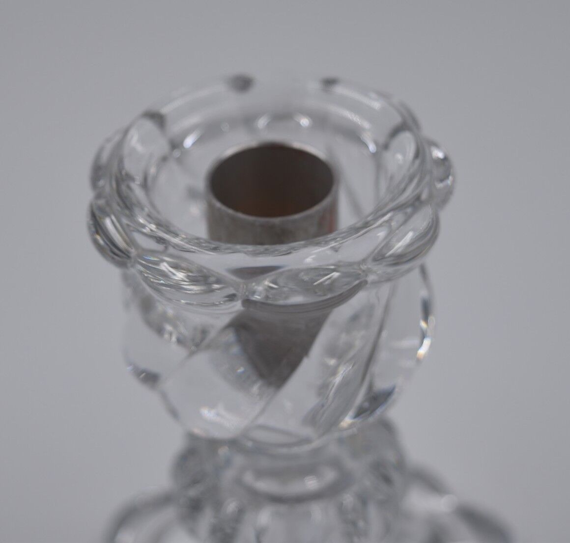 Baccarat: Bamboo-style crystal candlestick signed