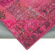 Handmade anatolian overdyed 200 cm x 300 cm pink patchwork carpet
