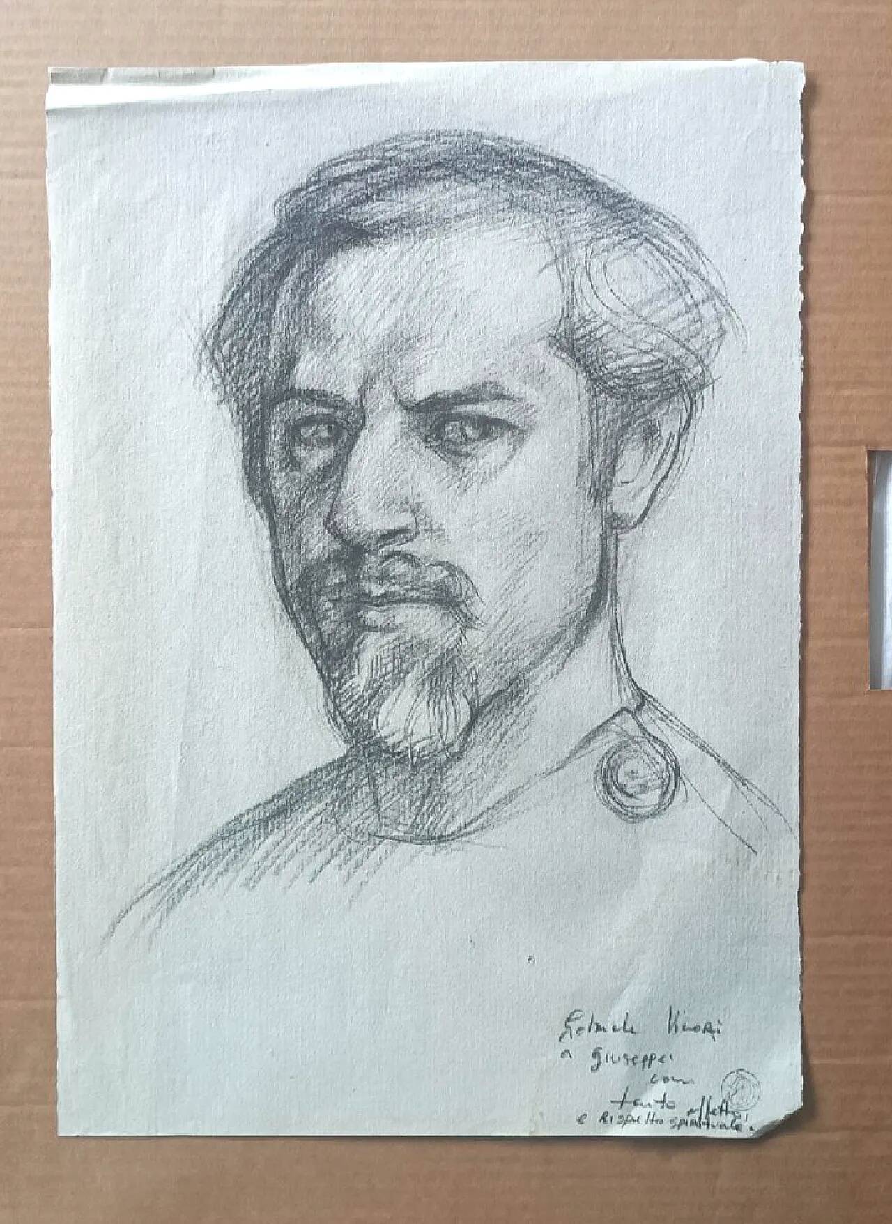 Portrait by Gabriele Vicari, pencil on paper, 1970s