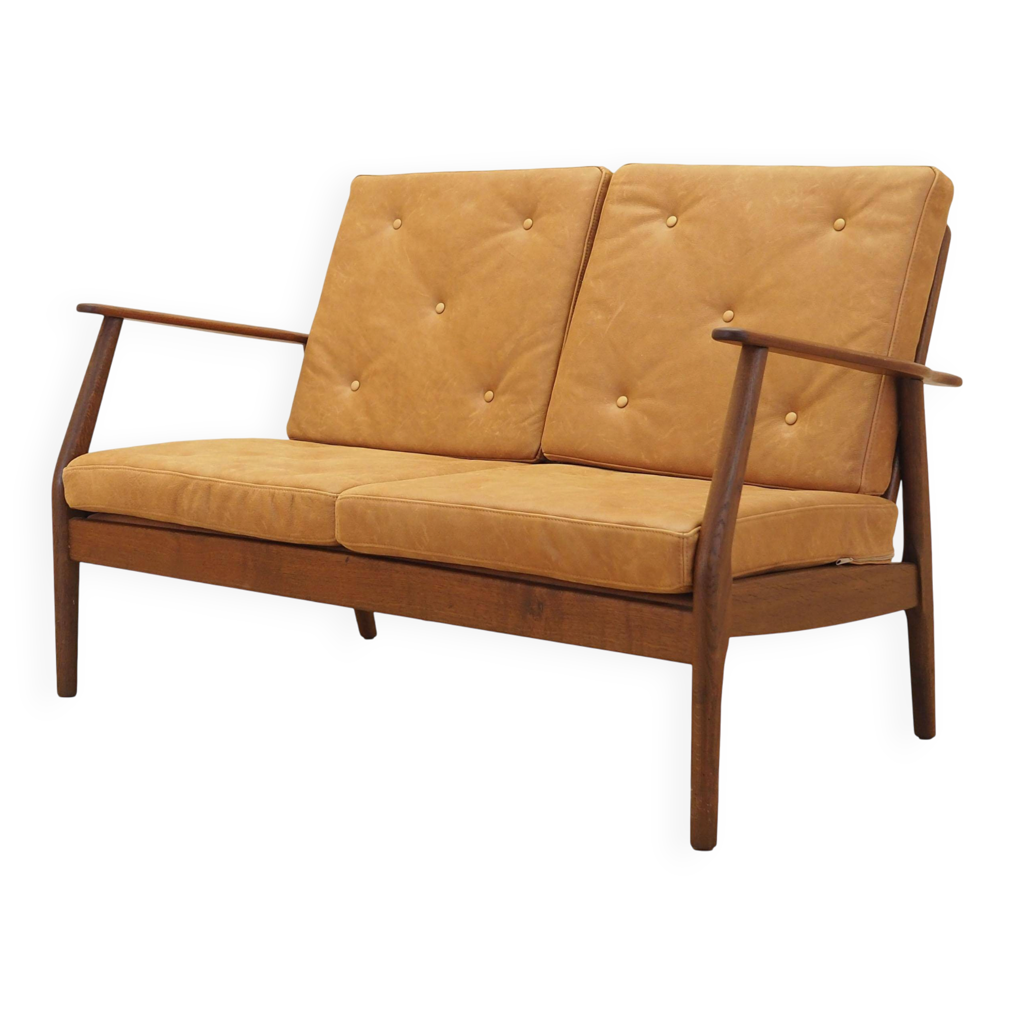 Danish oak sofa with leather upholstery, 1960s