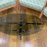 Coffee table in metal and smoked glass from the 70s