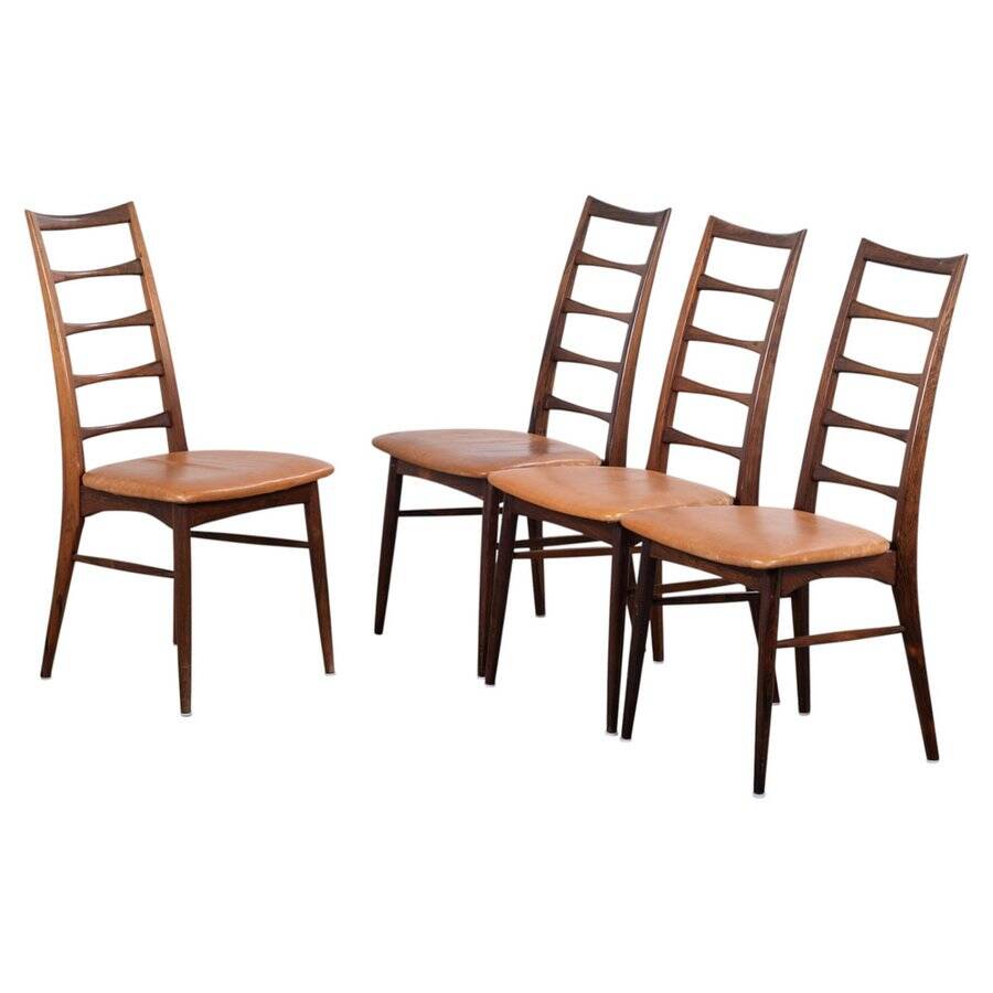 Lis Dining Chairs in Rosewood by Niels Koefoed, Denmark, 1960s, Set of 4