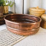 Oval hammered copper planter