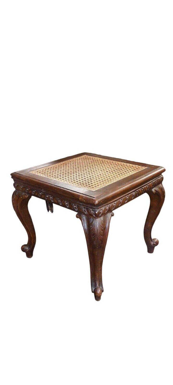 Solid carved walnut stool, early 1900s