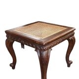 Solid carved walnut stool, early 1900s