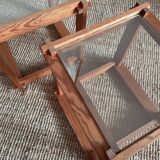 Pair of pine and glass side tables