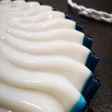 Old suspension opaline lampshade white and blue serrated /wavy Art Deco 1930 TBE Ø 25 cm