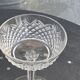 6 champagne glasses in glass and transparent crystal, antique chiseled