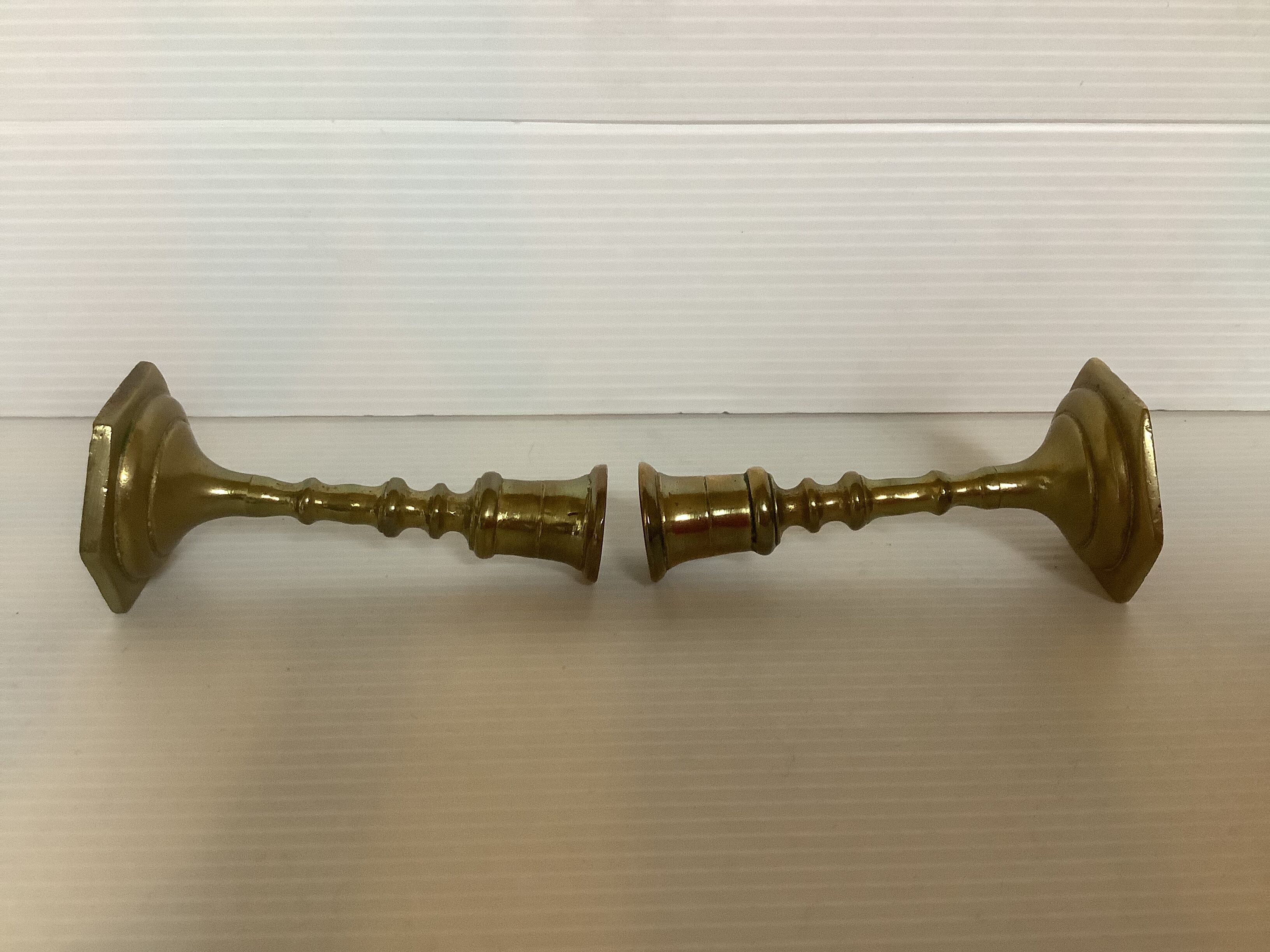 Pair of mini brass candle holders