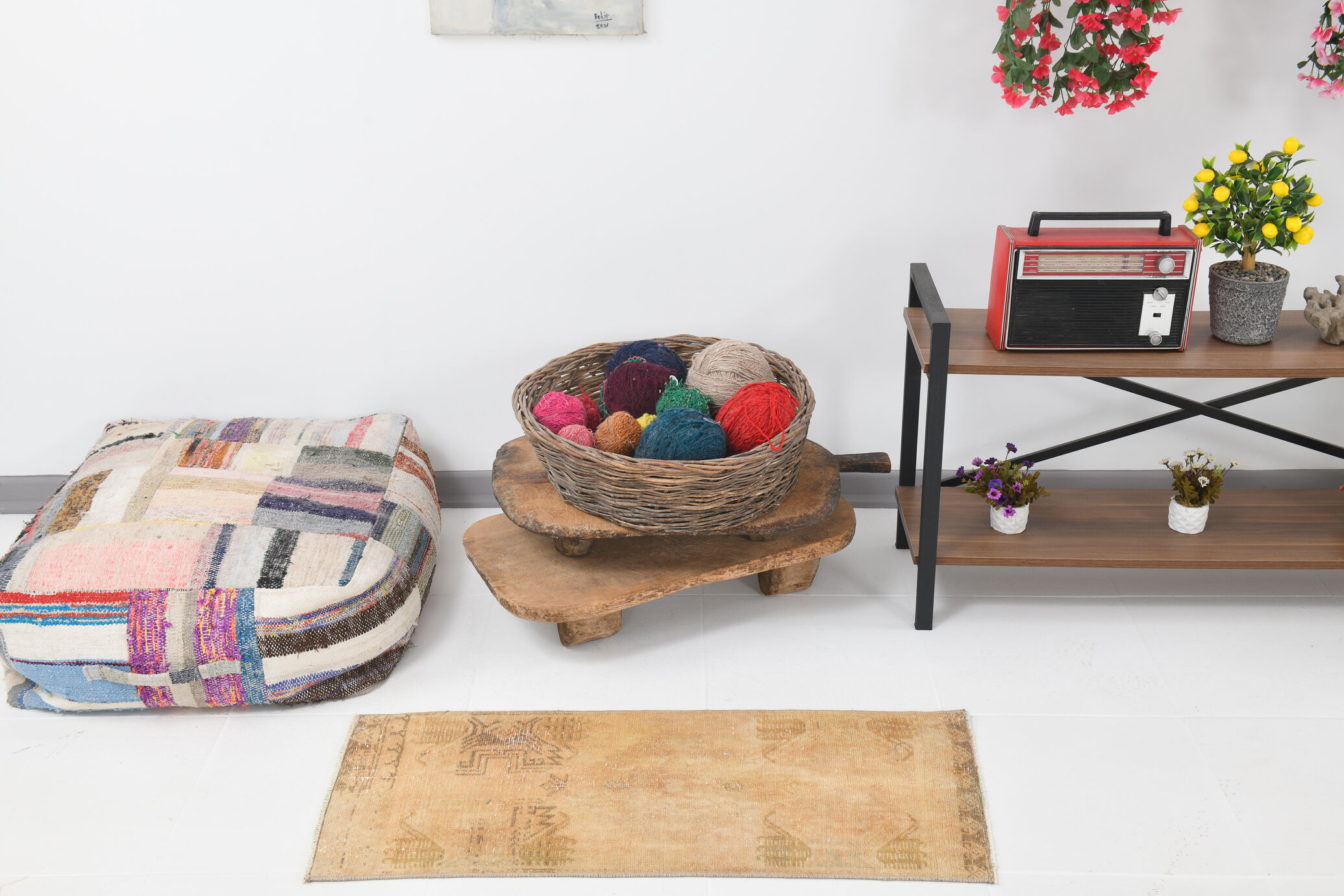 1x3 handmade vintage door mat rug,42x101cm