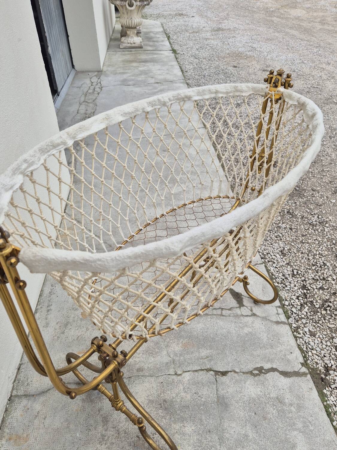 19th century brass rocking cradle from a castle