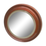 Round mirror with frame in teak Italy 1960 s 70 cm