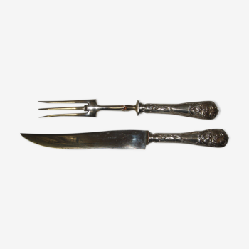 Meat cutting service, solid silver, 1900