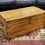 1930s English oak dressing table with beveled oval mirror