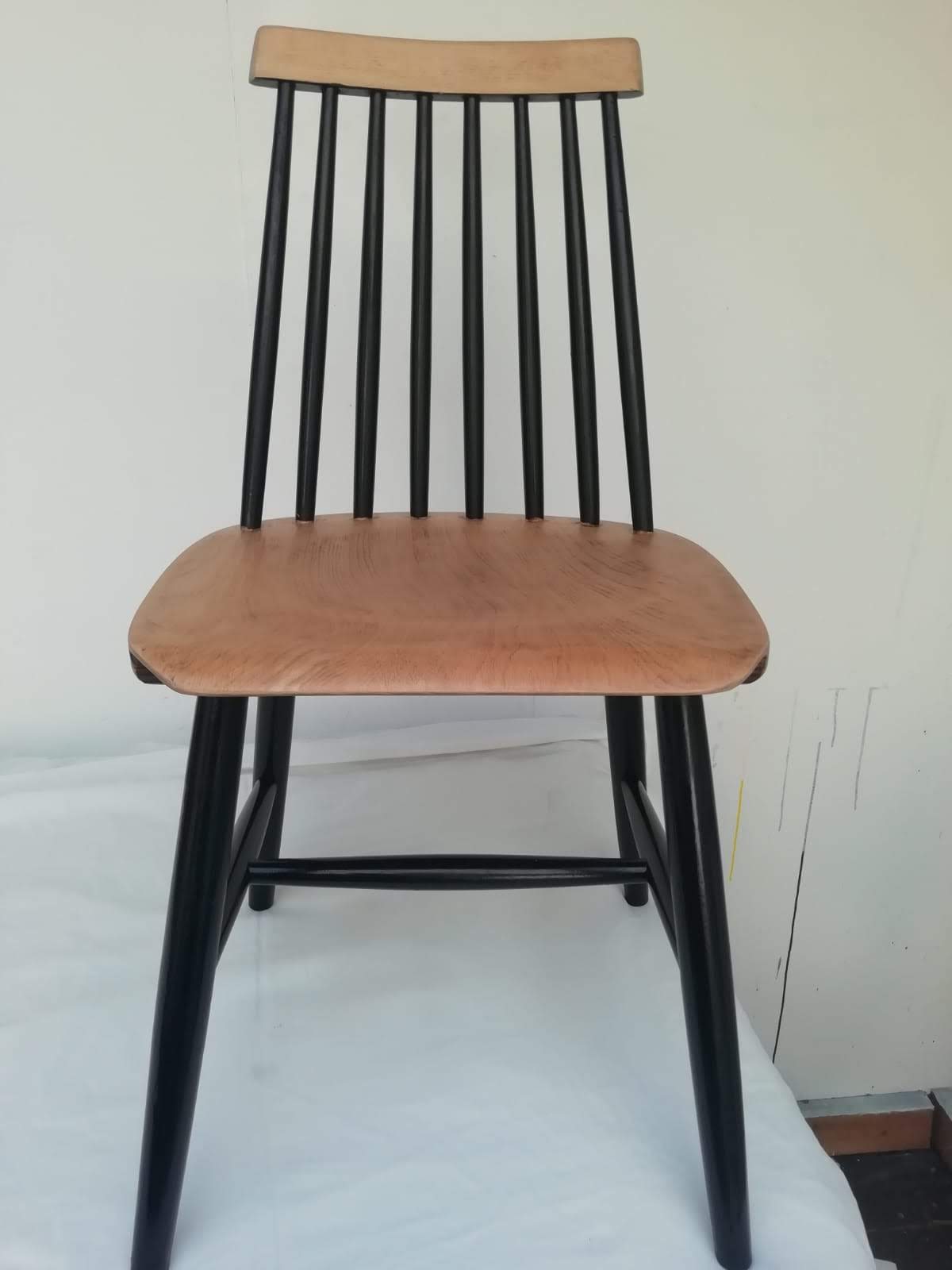 Scandinavian wood and black chair
