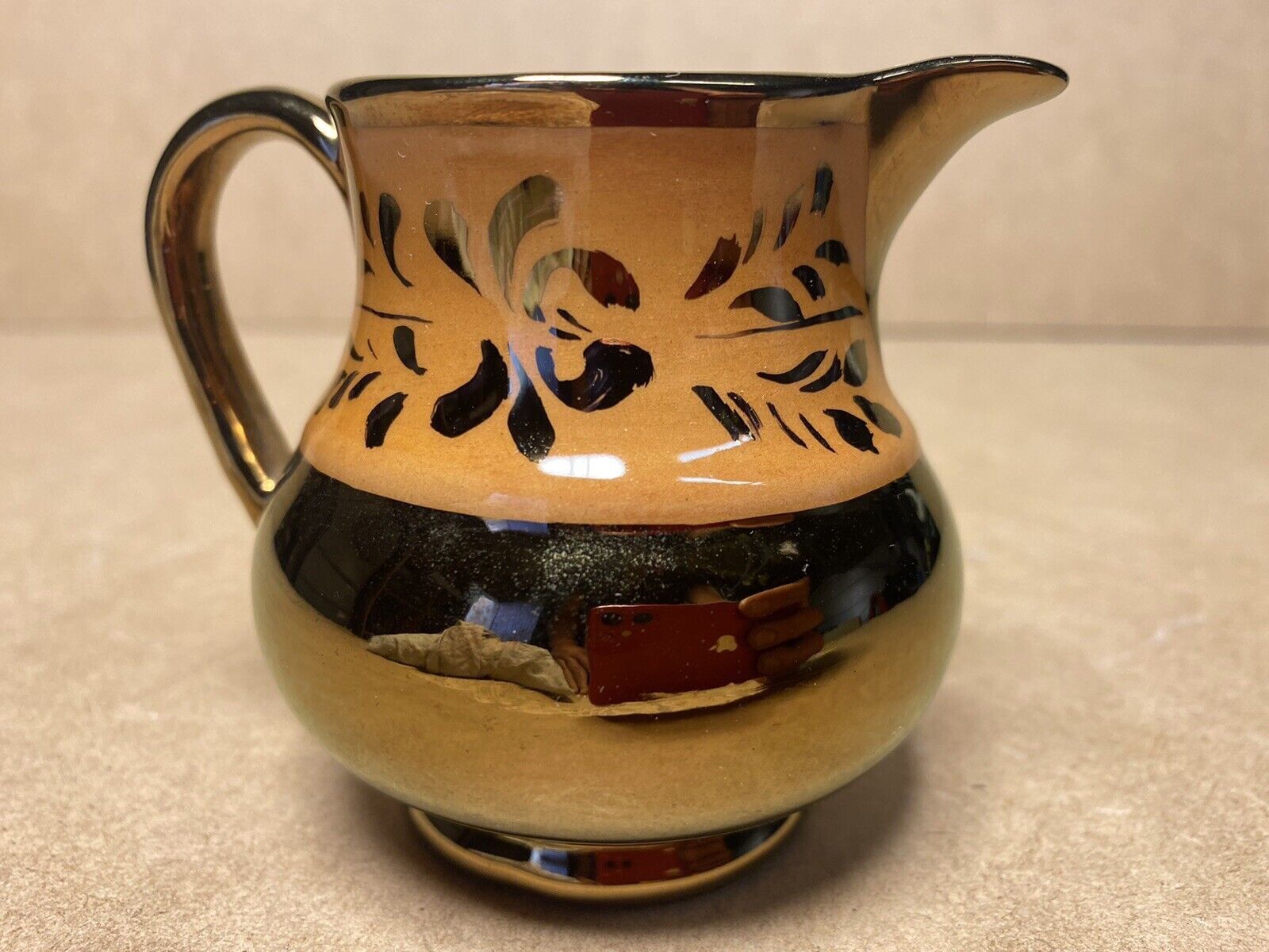 Old milk jug jersey earthenware / english lustrous faience