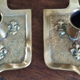 Pair of bronze candlesticks, fleur-de-lis