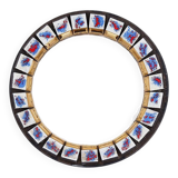 Miroir mural rond en céramique, Belgique, 1970