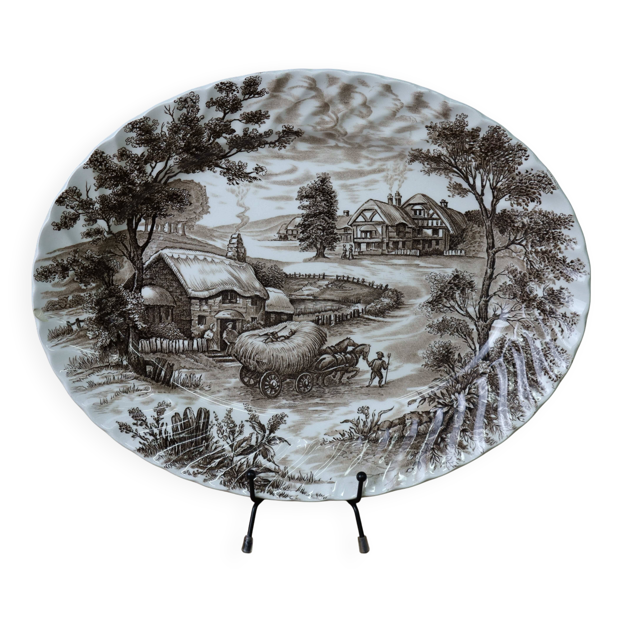 Vintage English Staffordshire 'HAYRIDE' Oval Presentation Dish